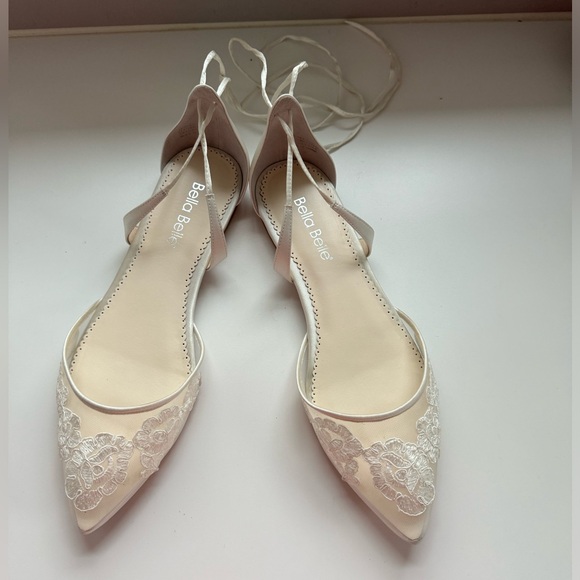 Bella Belle Alicia Ivory Lace Wedding Ballet Flats – Size 10 - Picture 1 of 9